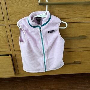 Patagonia Light Purple Fleece Vest with Teal Trim